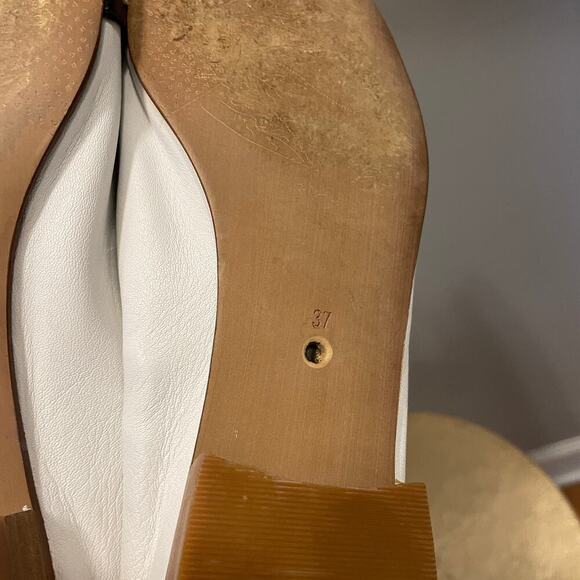 Everybody by BZ Moda 7M (EU 37) Leather Flats | Rare White & Black Scalloped Vtg - Picture 8 of 10